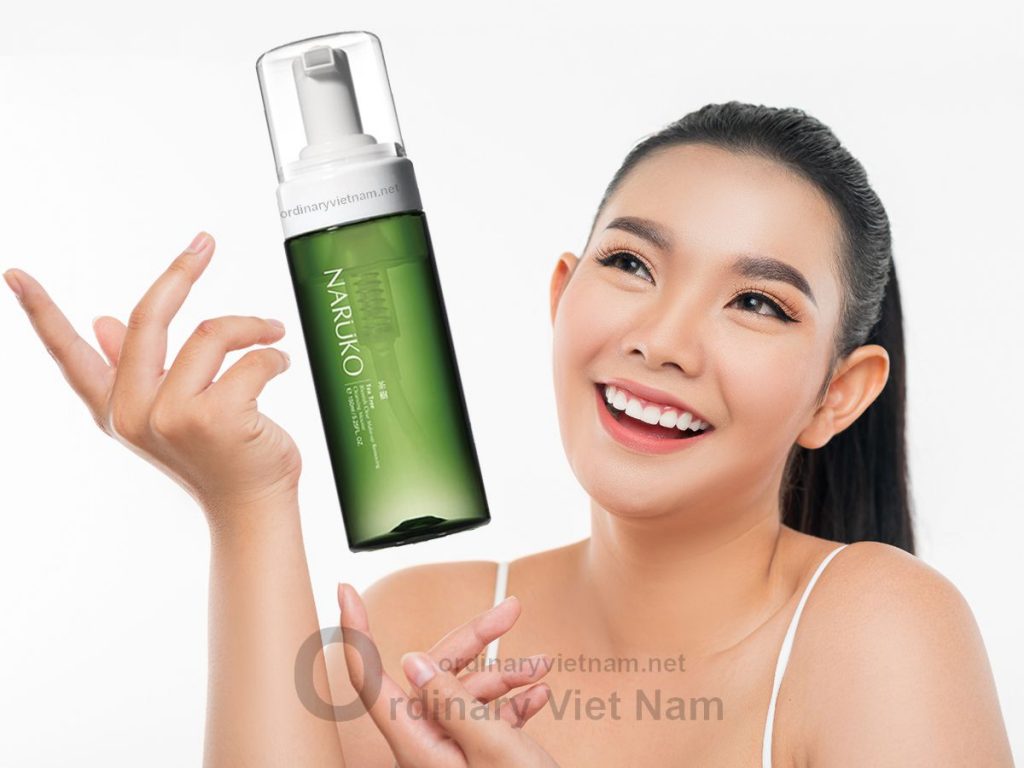 review nuoc tay trang Naruko Tea Tree Blemish Clear Makeup Removing Cleansing Mousse Ordinary Viet Nam 5